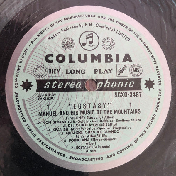Manuel And His Music Of The Mountains – Ecstasy LP vinyl record, image 3 of 4
