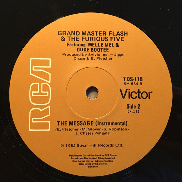 Grandmaster Flash & The Furious Five, Melle Mel, Duke Bootee – The Message 12" vinyl record, image 2 of 4