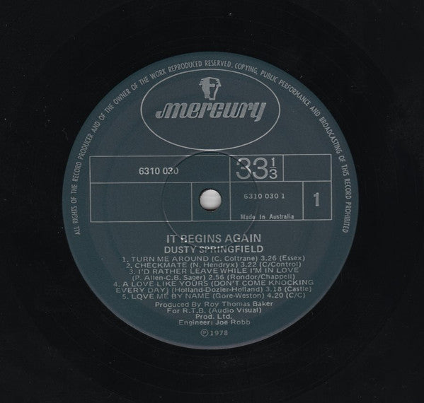 Dusty Springfield – It Begins Again LP vinyl record, image 3 of 4