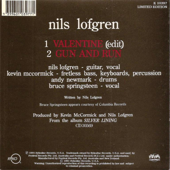 Nils Lofgren – Valentine 7" vinyl record, image 2 of 4