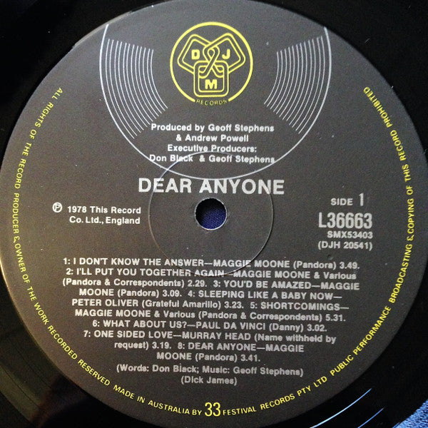 Various – Dear Anyone... LP vinyl record, image 8 of 9