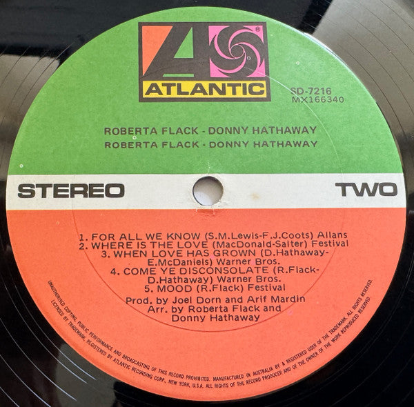 Roberta Flack, Donny Hathaway – Roberta Flack & Donny Hathaway LP vinyl record, image 4 of 4