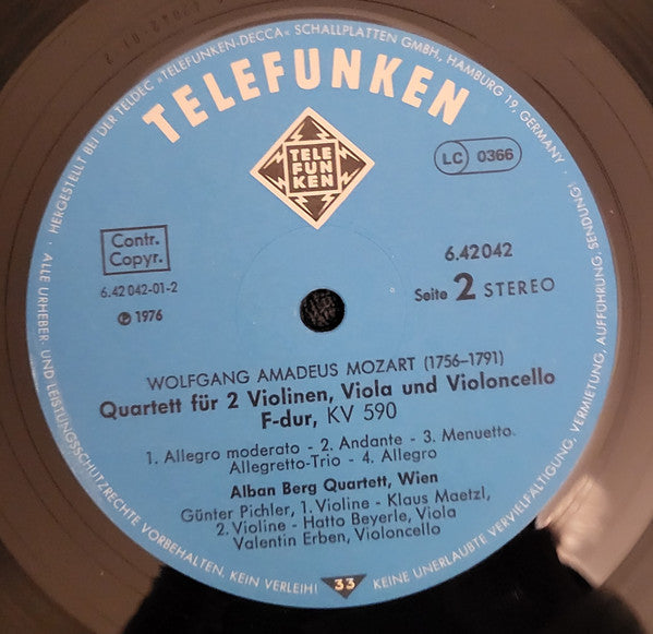 Wolfgang Amadeus Mozart, Alban Berg Quartett – Streichquartette Nr. 22 KV 589 & Nr. 23 KV 590 LP vinyl record, image 4 of 4