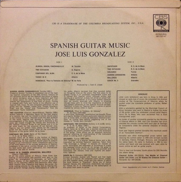 Jose Luis Gonzalez – Spanish Guitar Music LP vinyl record, image 2 of 4
