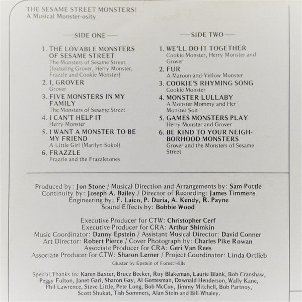 The Monsters Of Sesame Street – A Musical Monster-osity LP vinyl record, image 3 of 6