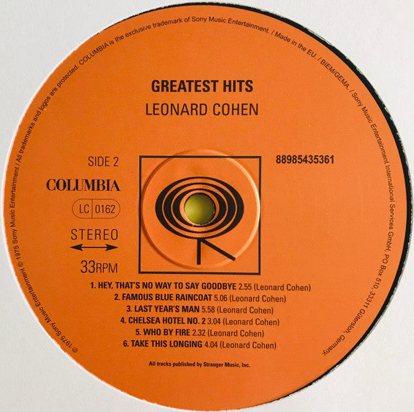 Leonard Cohen – Greatest Hits LP vinyl record, image 4 of 10