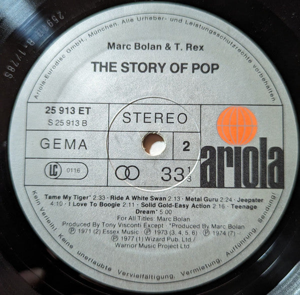 Marc Bolan, T. Rex – The Story Of Pop: Marc Bolan & T. Rex LP vinyl record, image 4 of 5