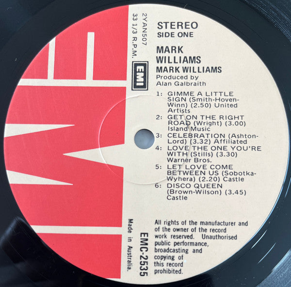 Mark Williams – Mark Williams LP vinyl record, image 3 of 4