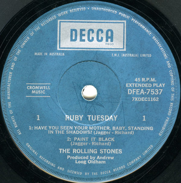 The Rolling Stones – Ruby Tuesday 7" vinyl record, image 3 of 4