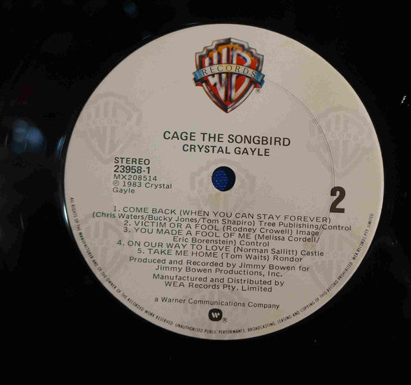 Crystal Gayle – Cage The Songbird LP vinyl record, image 6 of 6