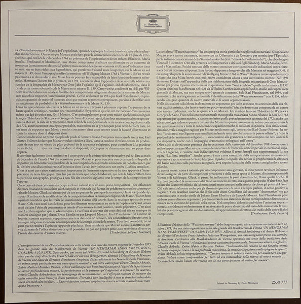 Wolfgang Amadeus Mozart, Gundula Janowitz, Frederica von Stade, Wiesław Ochman, Kurt Moll, Wiener Staatsopernchor, Wiener Philharmoniker, Claudio Abbado – Messe KV 139 „Waisenhausmesse” LP vinyl record, image 4 of 7