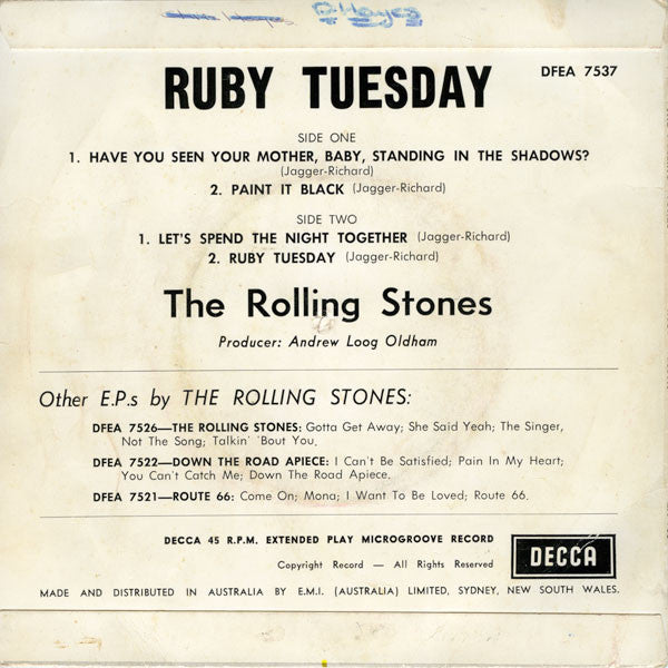 The Rolling Stones – Ruby Tuesday 7" vinyl record, image 2 of 4