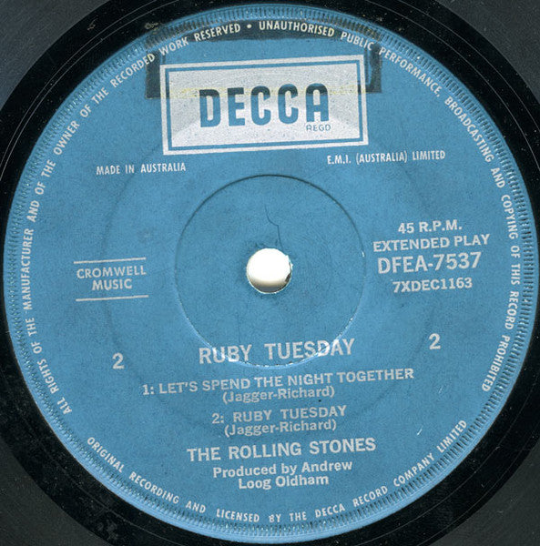 The Rolling Stones – Ruby Tuesday 7" vinyl record, image 4 of 4