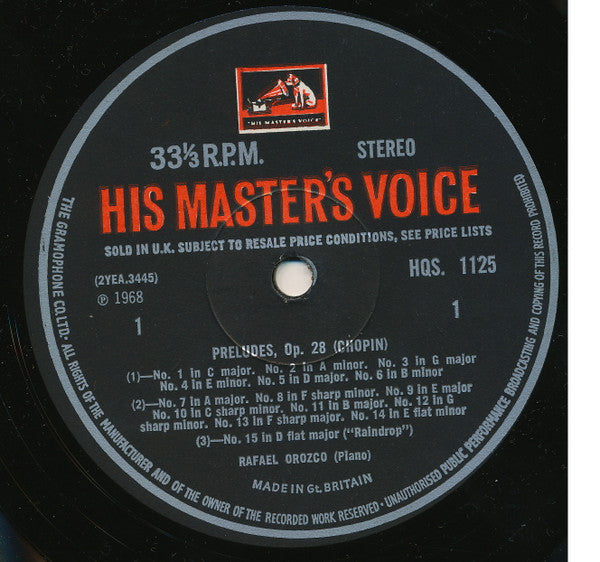 Rafael Orozco, Frédéric Chopin – 24 Preludes, Op. 28 LP vinyl record, image 3 of 4