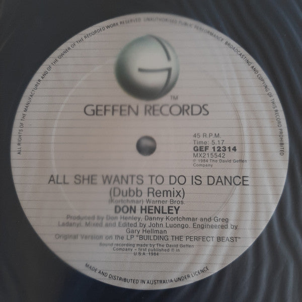 Don Henley – All She Wants To Do Is Dance 12" vinyl record, image 4 of 4