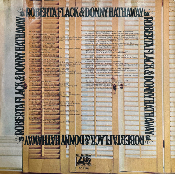Roberta Flack, Donny Hathaway – Roberta Flack & Donny Hathaway LP vinyl record, image 2 of 4
