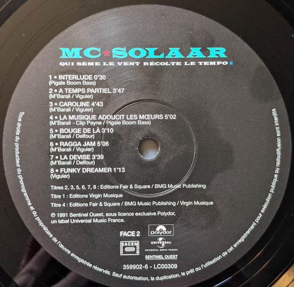 MC Solaar – Qui Sème Le Vent Récolte Le Tempo LP vinyl record, image 6 of 6
