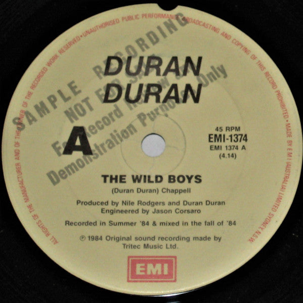 Duran Duran – The Wild Boys 7" vinyl record, image 2 of 3