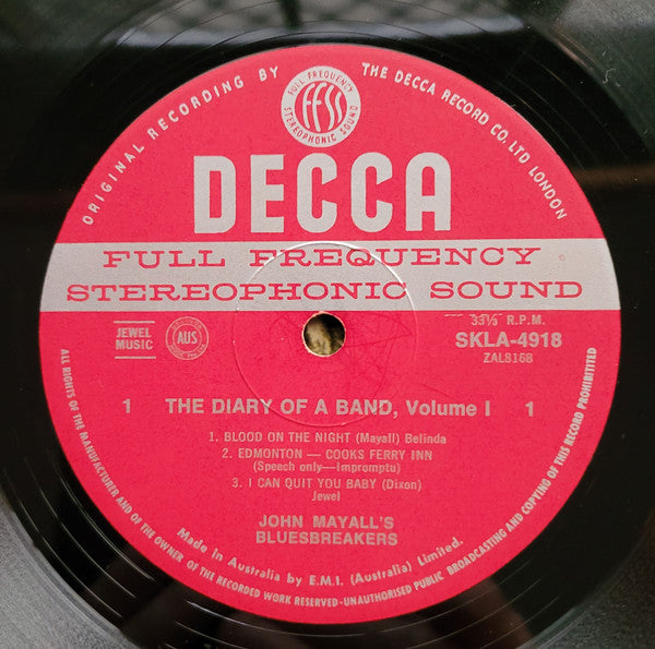 John Mayall – The Diary Of A Band (Volume One) LP vinyl record, image 3 of 5