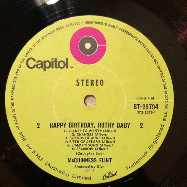McGuinness Flint – Happy Birthday, Ruthy Baby LP vinyl record, image 4 of 4
