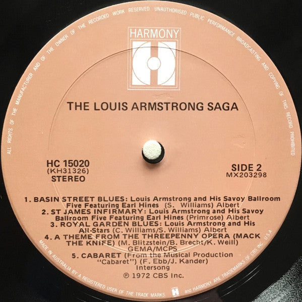 Louis Armstrong – The Louis Armstrong Saga LP vinyl record, image 4 of 4