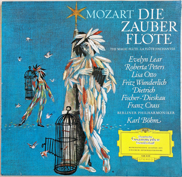 Wolfgang Amadeus Mozart, Karl Böhm, Evelyn Lear, Roberta Peters, Lisa Otto, Fritz Wunderlich, Dietrich Fischer-Dieskau, Franz Crass, Berliner Philharmoniker – Die Zauberflöte (Querschnitt) LP vinyl record, image 1 of 4