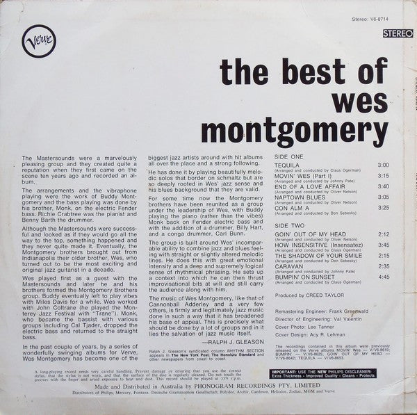 Wes Montgomery – The Best Of Wes Montgomery LP vinyl record, image 2 of 4