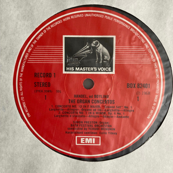 Georg Friedrich Händel, Simon Preston, Bath Festival Orchestra, Menuhin Festival Orchestra, Yehudi Menuhin – The Organ Concertos (Complete) (4xLP) LP vinyl record, image 2 of 10
