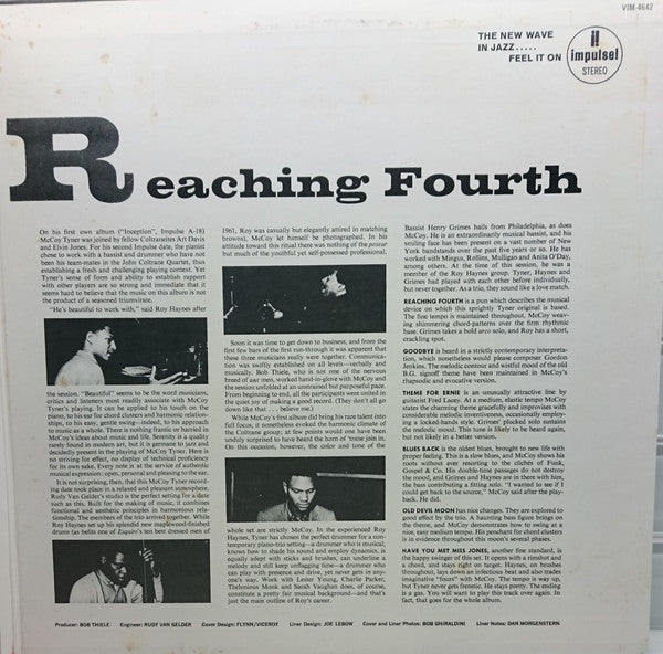 McCoy Tyner Trio, Roy Haynes, Henry Grimes – Reaching Fourth LP vinyl record, image 3 of 7