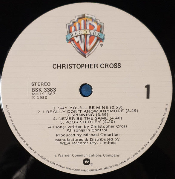 Christopher Cross – Christopher Cross LP vinyl record, image 3 of 4