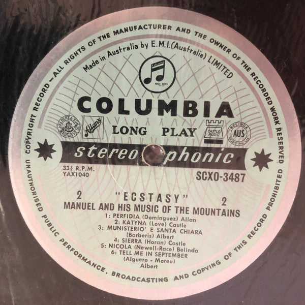 Manuel And His Music Of The Mountains – Ecstasy LP vinyl record, image 4 of 4