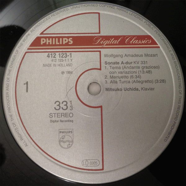 Wolfgang Amadeus Mozart, Mitsuko Uchida – 2 Sonatas = 2 Sonaten : KV 331 "Alle Turca" / KV 332 / Fantasie KV 397 LP vinyl record, image 3 of 6
