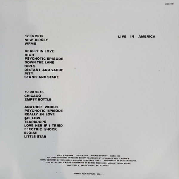 Royal Headache – Live In America LP vinyl record, image 2 of 5