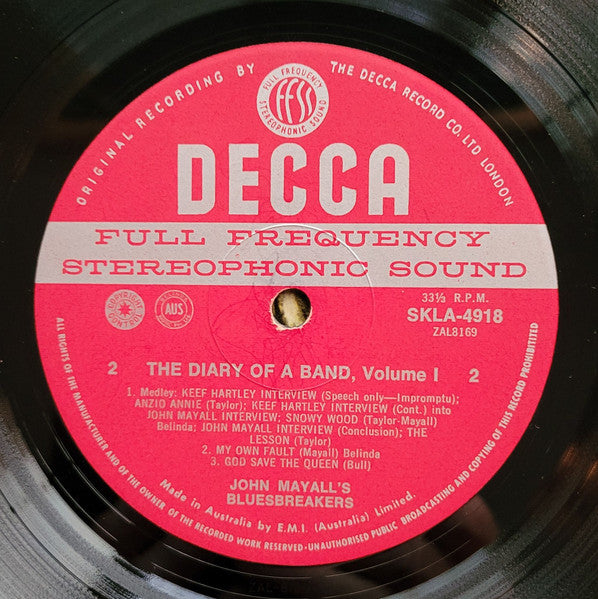 John Mayall – The Diary Of A Band (Volume One) LP vinyl record, image 4 of 5
