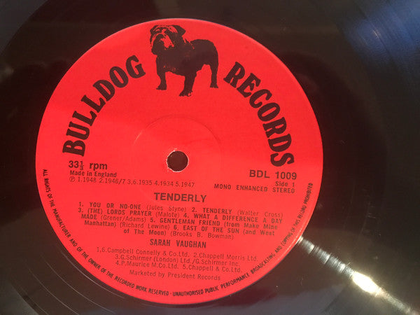 Sarah Vaughan – Tenderly LP vinyl record, image 3 of 4