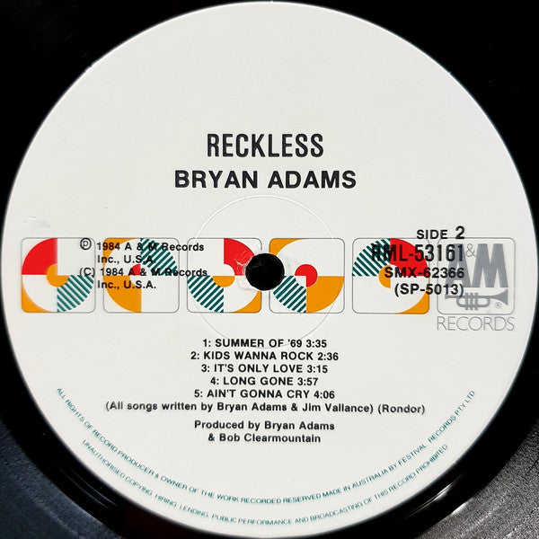 Bryan Adams – Reckless LP vinyl record, image 4 of 6