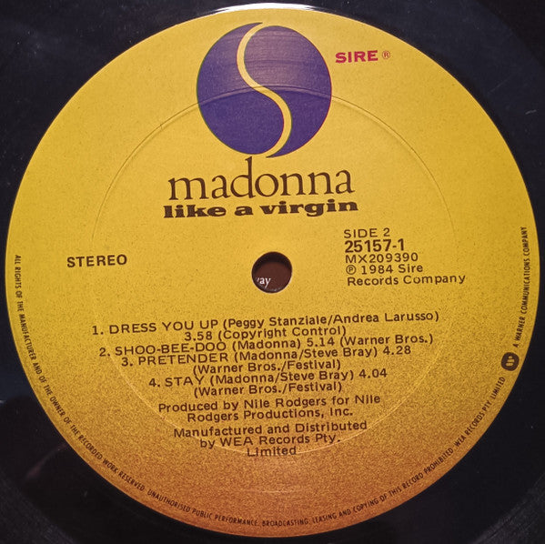 Madonna – Like A Virgin LP vinyl record, image 6 of 6