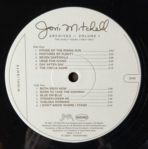 Joni Mitchell – Archives – Volume 1: The Early Years (1963-1967): Highlights LP vinyl record, image 4 of 6