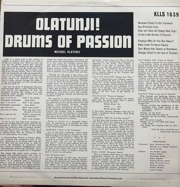 Babatunde Olatunji – Drums Of Passion LP vinyl record, image 2 of 4