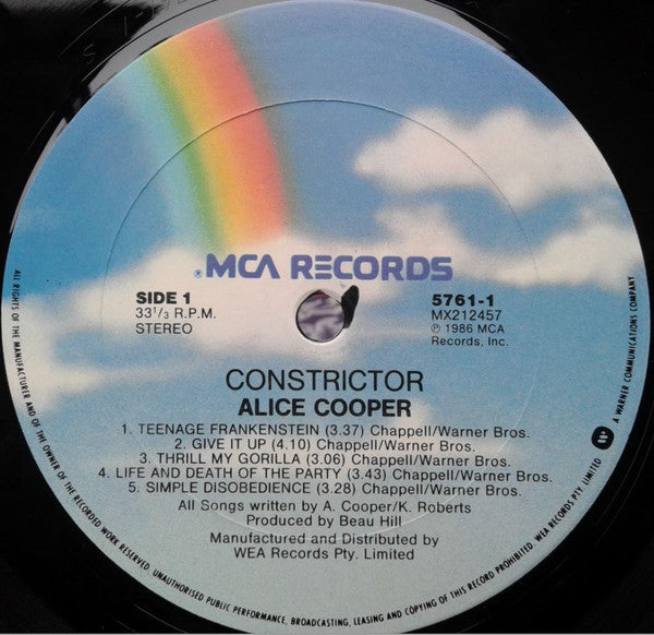Alice Cooper – Constrictor LP vinyl record, image 4 of 5