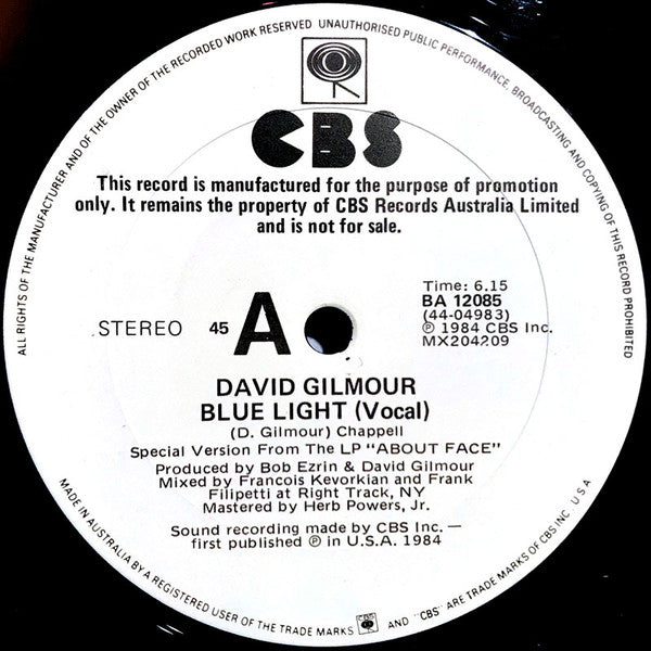David Gilmour – Blue Light 12" vinyl record, image 3 of 4
