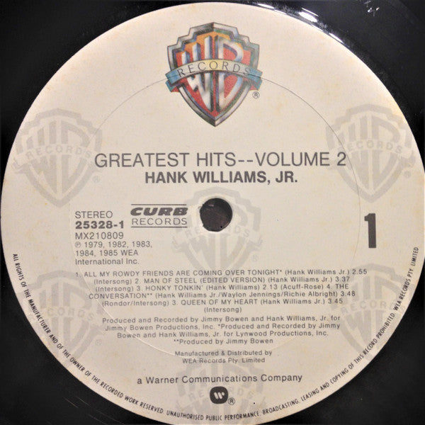 Hank Williams Jr. – Greatest Hits Volume 2 LP vinyl record, image 3 of 6