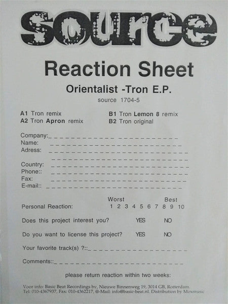 Orientalist – Tron EP 12" vinyl record, image 3 of 3