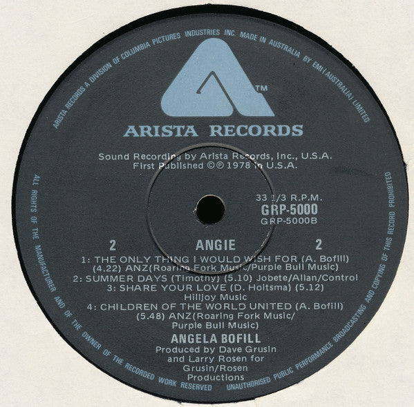 Angela Bofill – Angie LP vinyl record, image 4 of 4