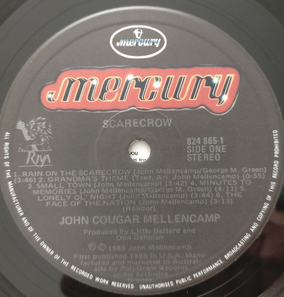 John Cougar Mellencamp – Scarecrow LP vinyl record, image 3 of 4