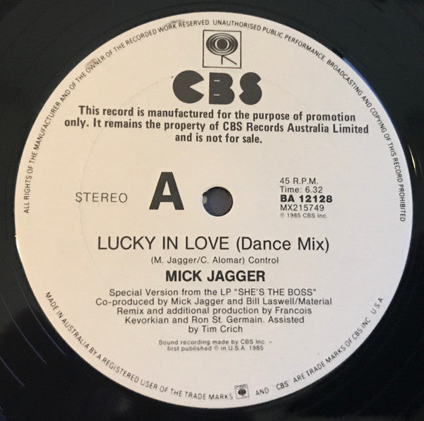 Mick Jagger – Lucky In Love 12" vinyl record, image 3 of 4