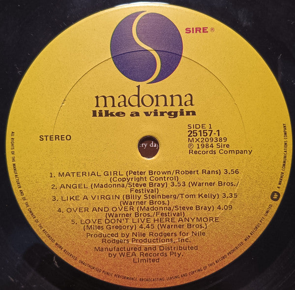 Madonna – Like A Virgin LP vinyl record, image 5 of 6