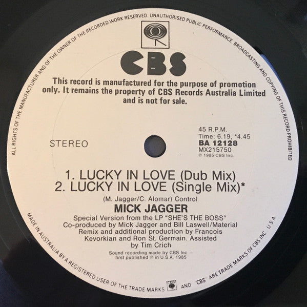 Mick Jagger – Lucky In Love 12" vinyl record, image 4 of 4