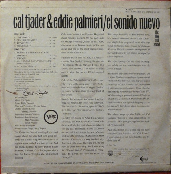 Cal Tjader, Eddie Palmieri – El Sonido Nuevo LP vinyl record, image 2 of 4