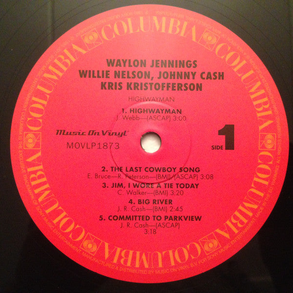 Waylon Jennings, Willie Nelson, Johnny Cash, Kris Kristofferson – Highwayman LP vinyl record, image 3 of 6